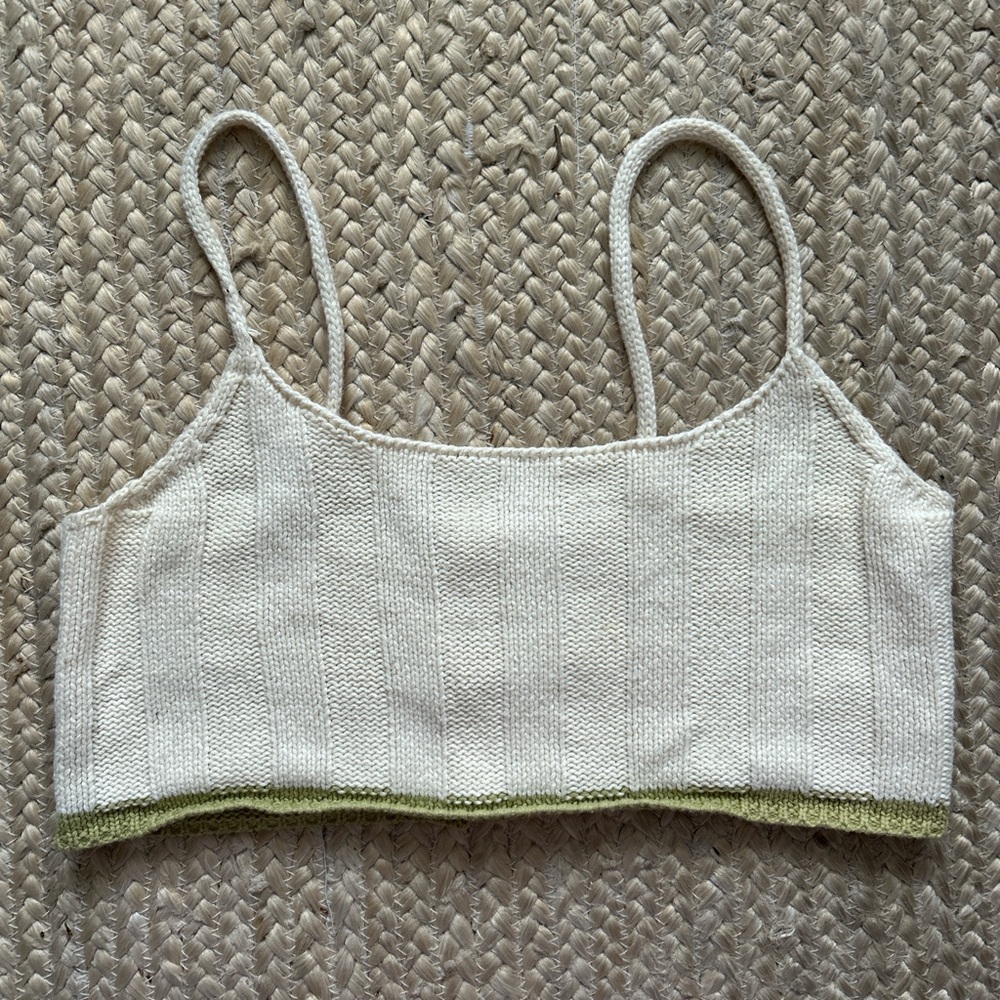 Women's Cream Knit Crop Top